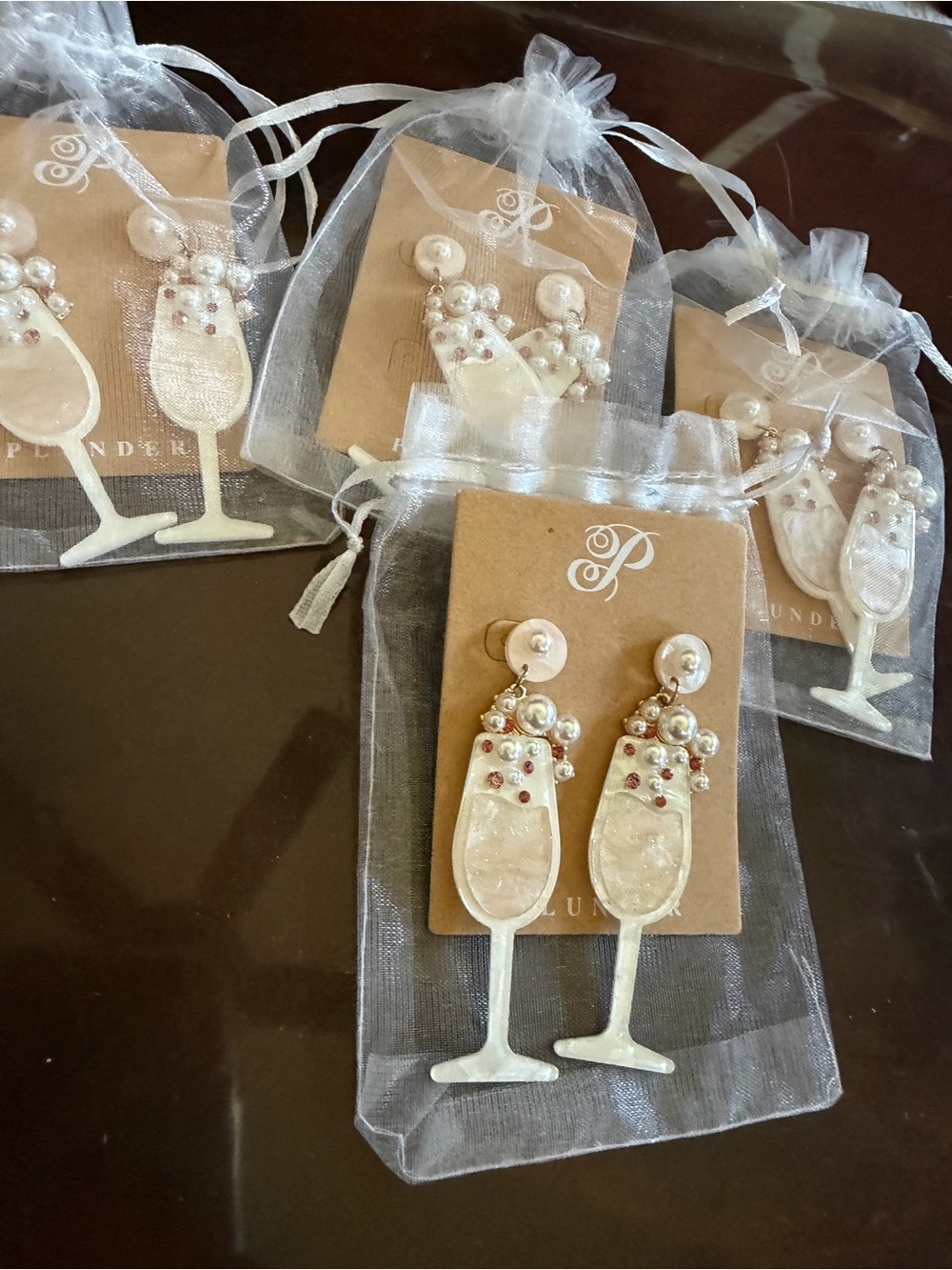 Plunder Pearl & Pink Champagne Glass Drop Earrings